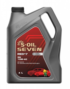 S-OIL 7   RED  #7  SN  10W40  (4л), Synthetic Technology (1/4) изображение